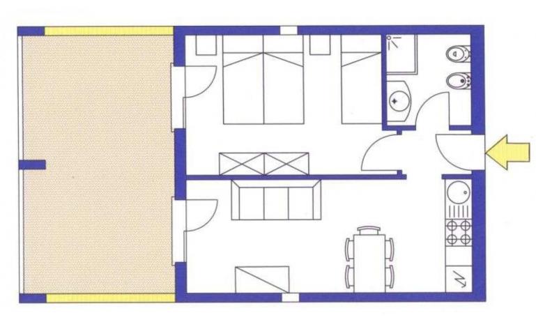 aparthotel ASHANTI: B4 Sud - planimetria 1 (esempio)